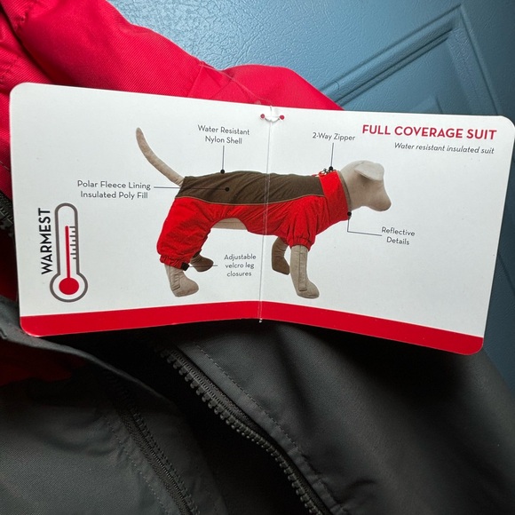 NWT KONG Outerwear Full Coverage Suit Dog Snow Water Resistant MED Red Grey - Picture 14 of 16